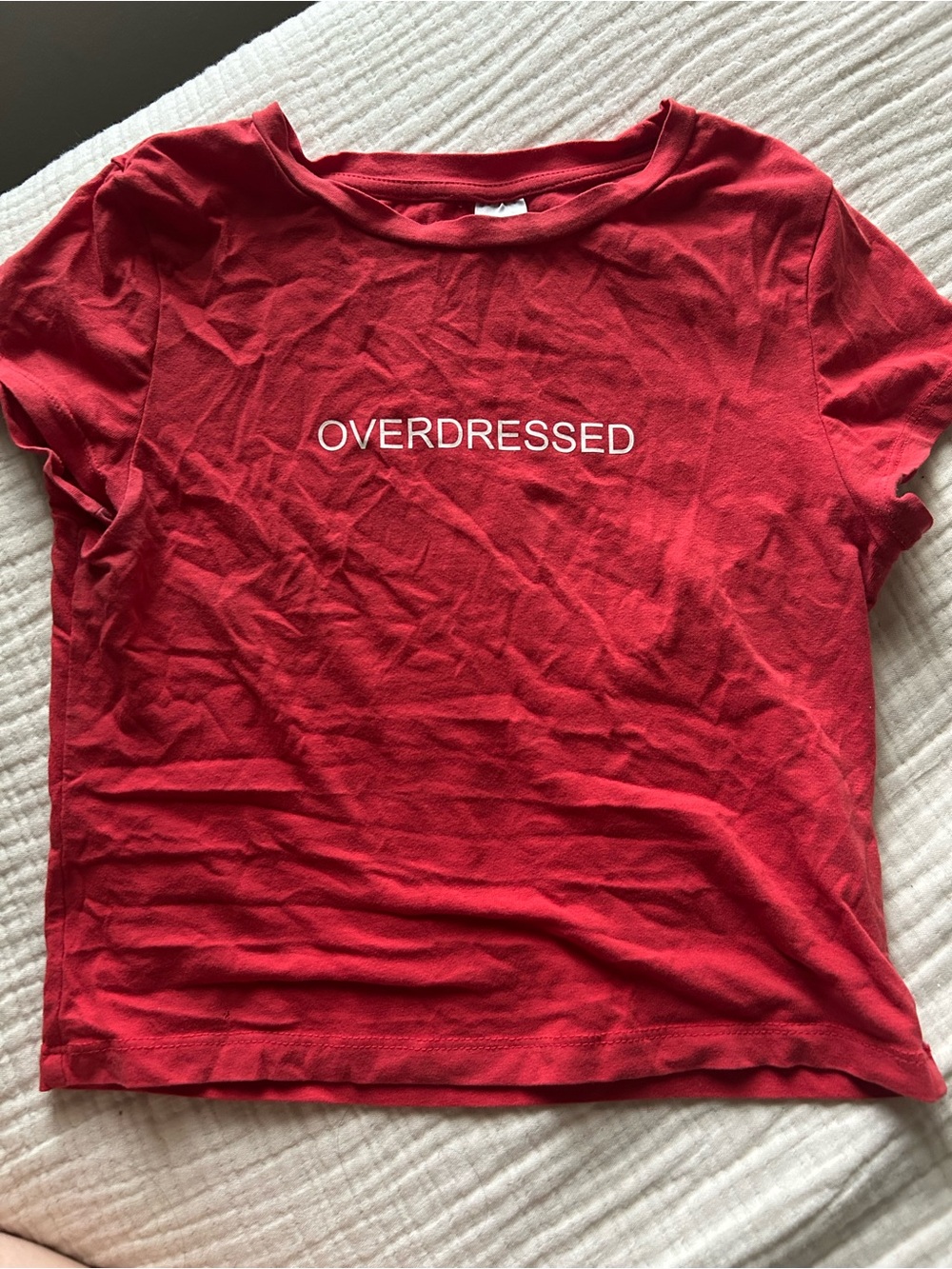 Red 'OVERDRESSED' Graphic Tee